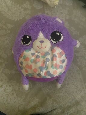 Purple Plush Stuffed Animal Pillow - Cute Polka Dot Belly